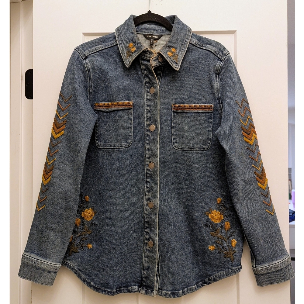 DRIFTWOOD Blue Denim with Floral Embroidery